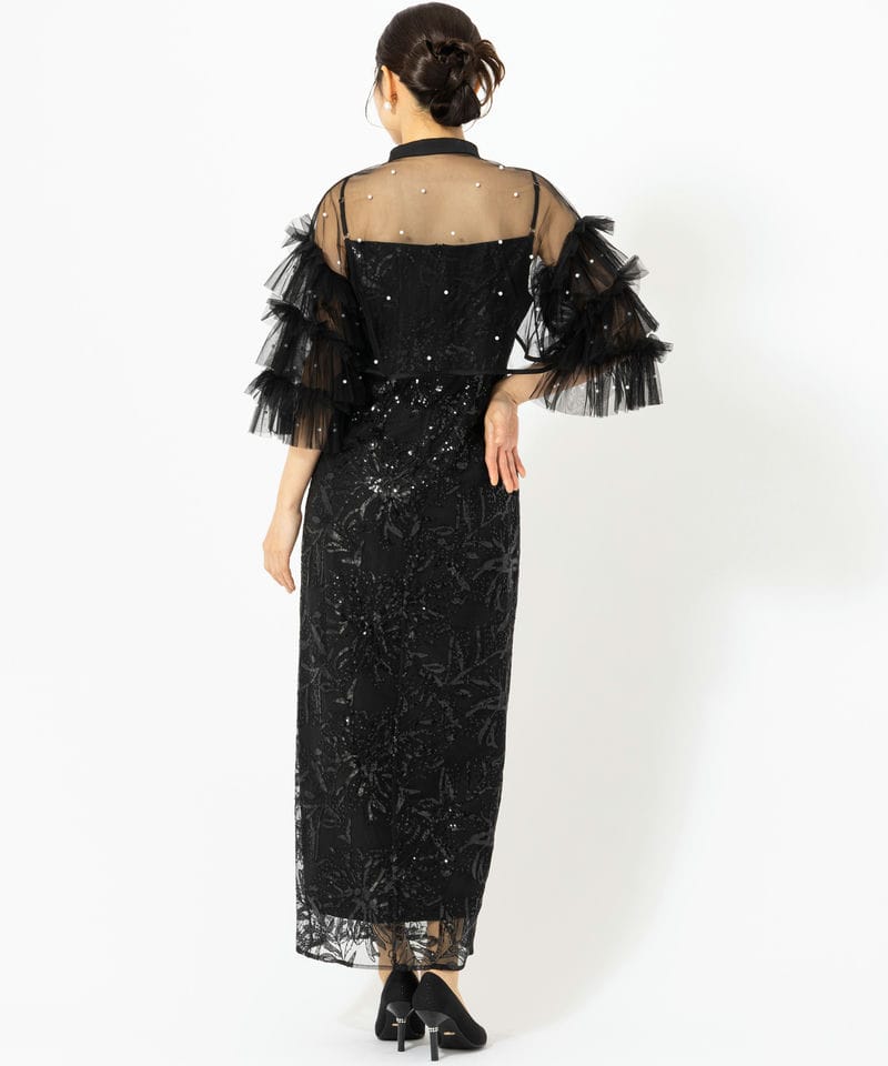 Leja レジャ パールフリルチュールボレロレイヤードIラインドレス