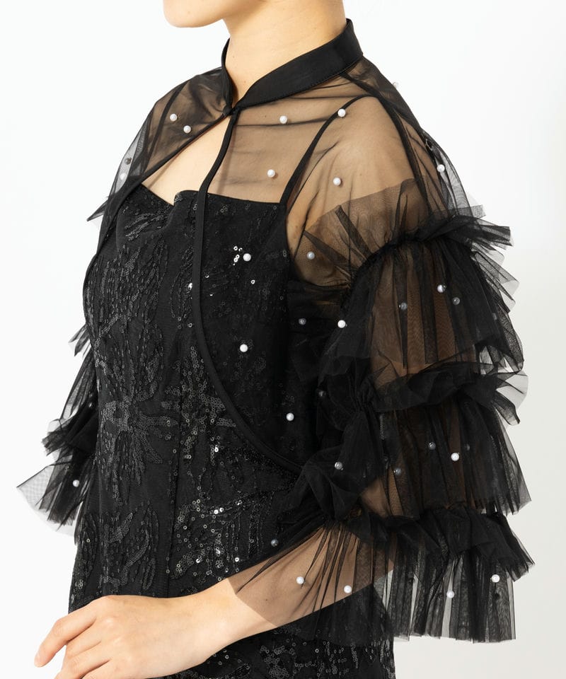 Leja レジャ パールフリルチュールボレロレイヤードIラインドレス