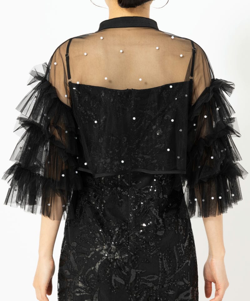 Leja レジャ パールフリルチュールボレロレイヤードIラインドレス