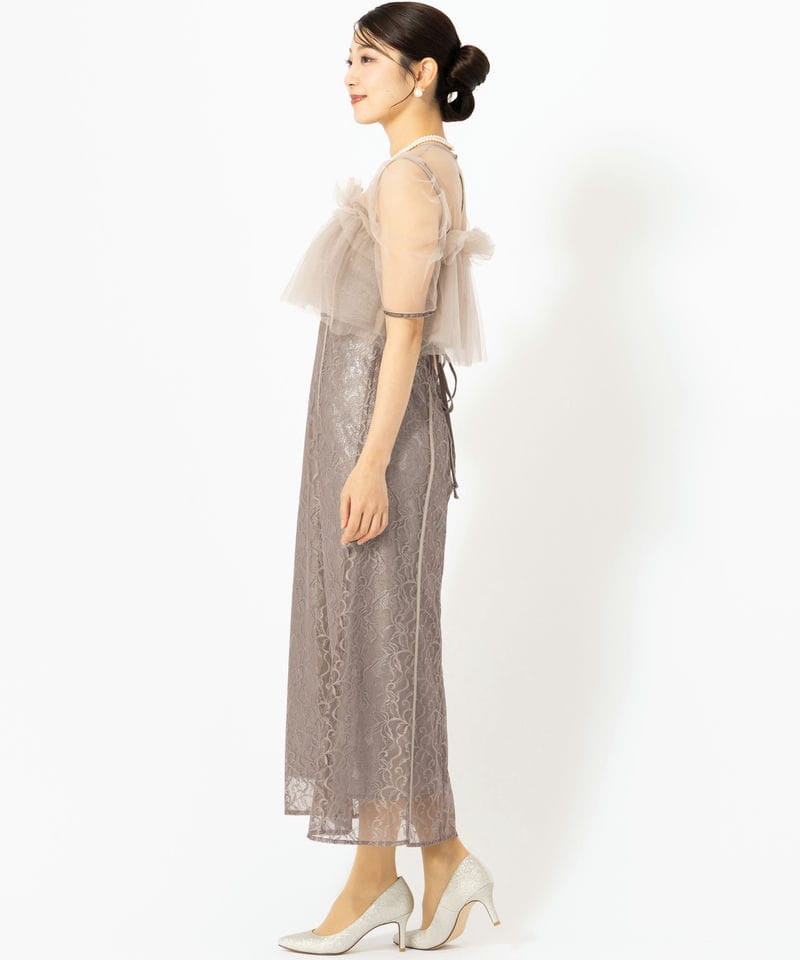 FRAY I.D フレイアイディー シルバーリーフレースレイヤードドレス