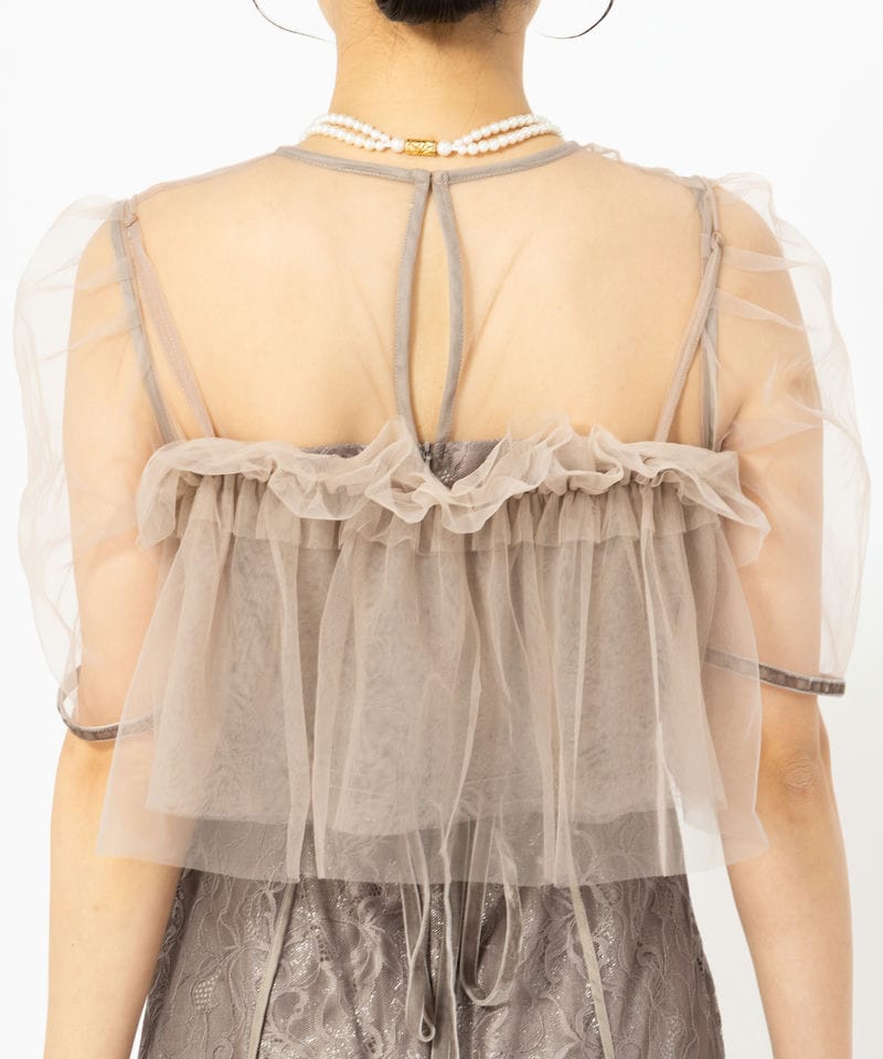 FRAY I.D フレイアイディー シルバーリーフレースレイヤードドレス