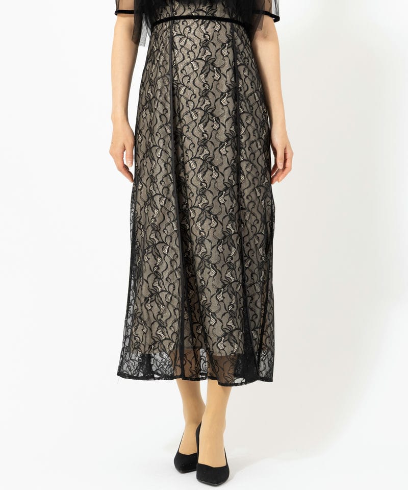 FRAY I.D フレイアイディー シルバーリーフレースレイヤードドレス