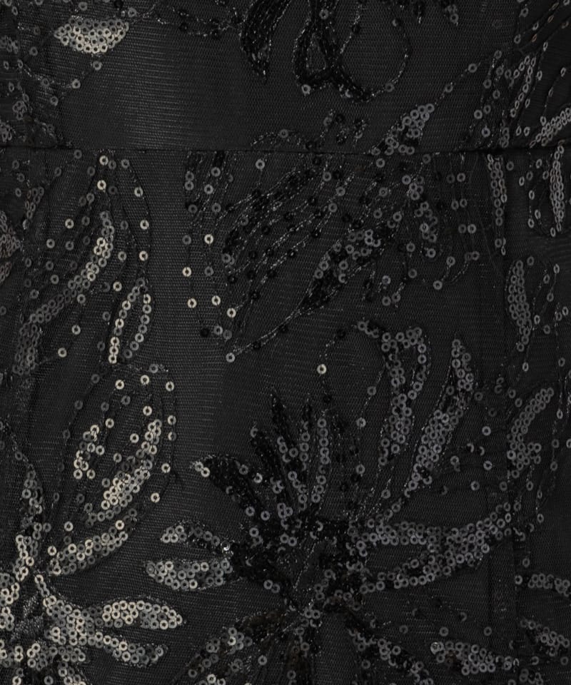 Leja レジャ フラワースパンコールチュールフリルロングスリーブ