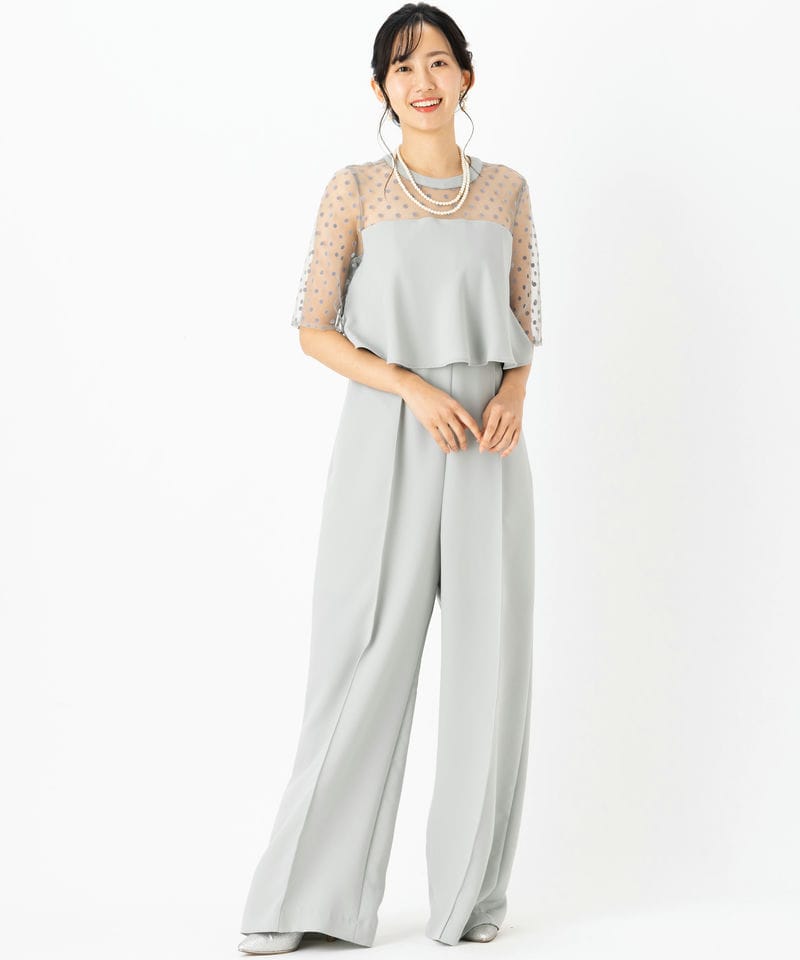 GRACE CONTINENTAL グレースコンチネンタル ドットチュールサロペット