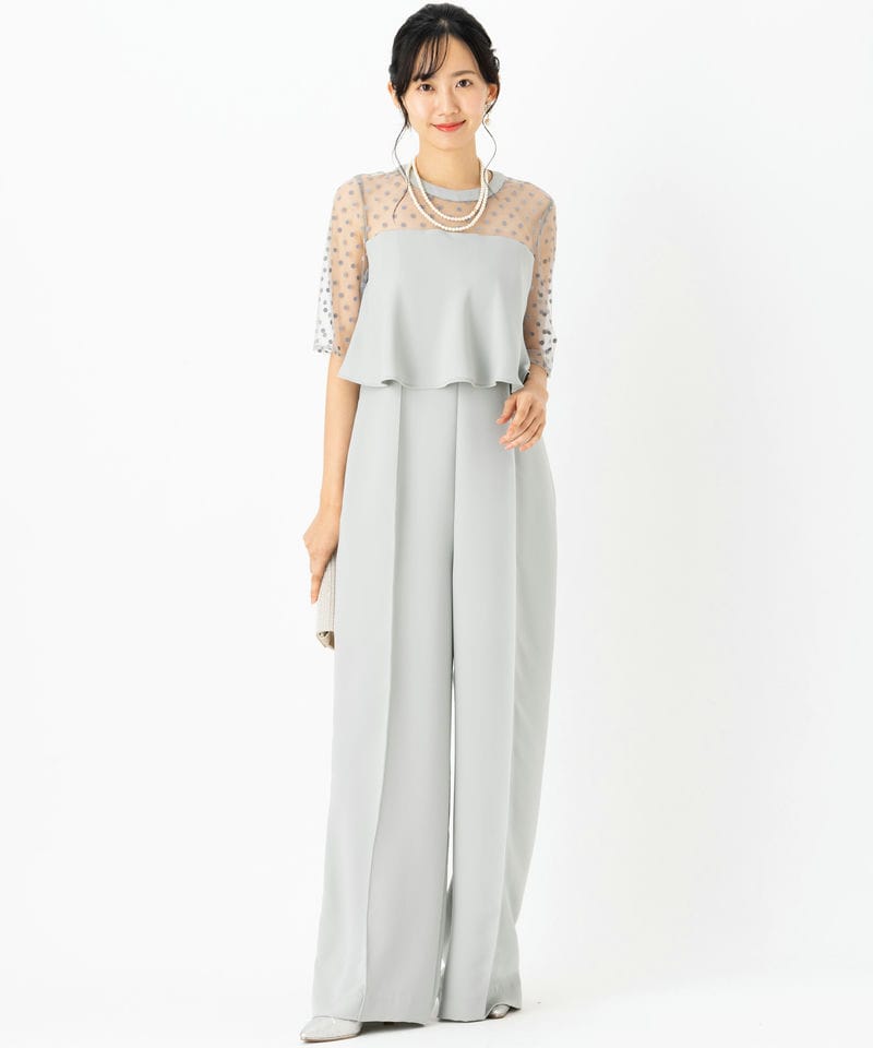 GRACE CONTINENTAL グレースコンチネンタル ドットチュールサロペット