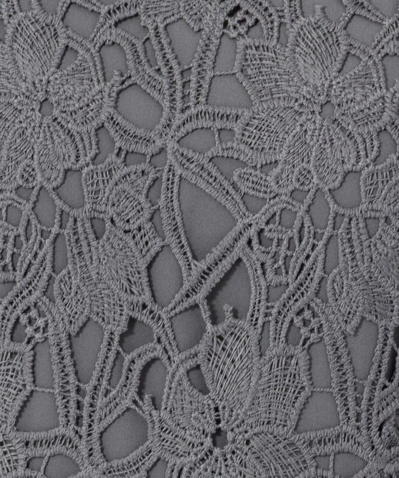 Leja 【ドレス2点セット】レジャ 花柄レースカラース刺繍Aラインドレス