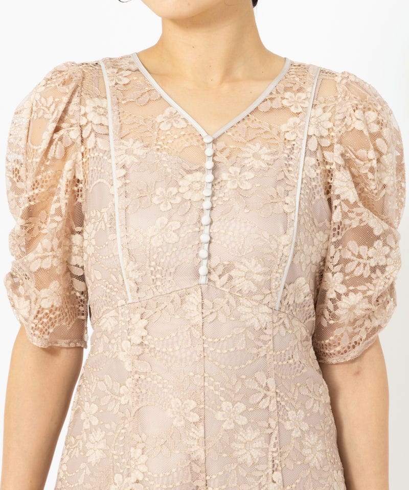 JILL STUART ジルスチュアート ラメコードレースバイカラードレス