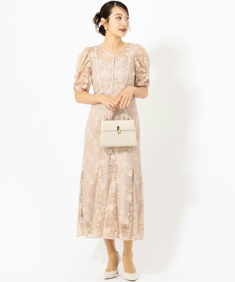 JILL STUART ジルスチュアート ラメコードレースバイカラードレス