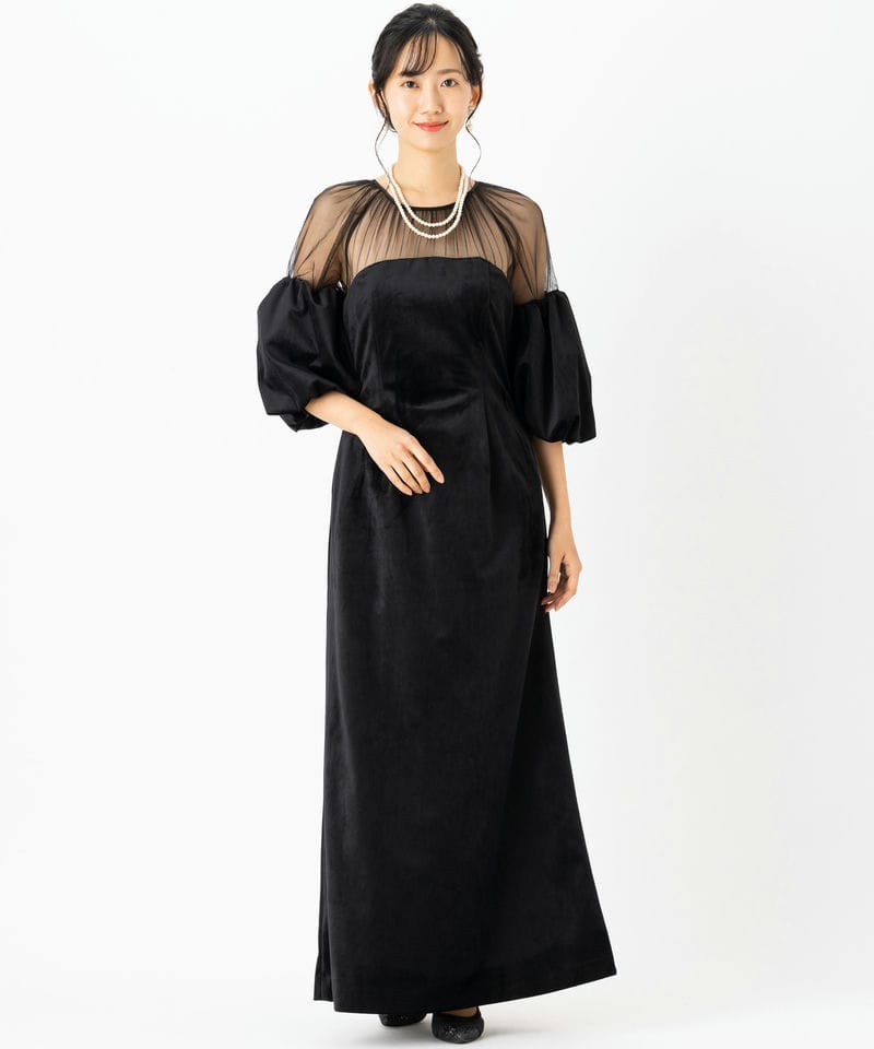 Ameri VINTAGE アメリヴィンテージ スフレスリーブベロアドレス