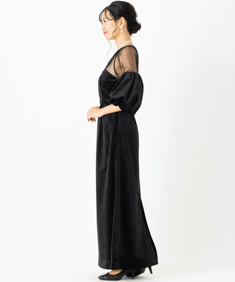 Ameri VINTAGE アメリヴィンテージ スフレスリーブベロアドレス