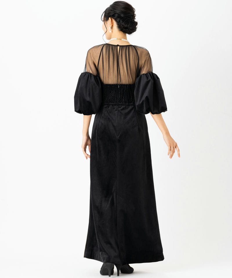 Ameri VINTAGE アメリヴィンテージ スフレスリーブベロアドレス