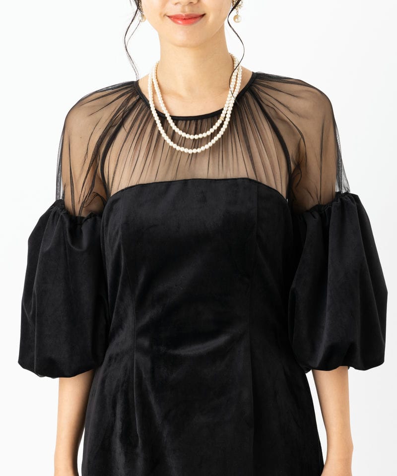 Ameri VINTAGE アメリヴィンテージ スフレスリーブベロアドレス