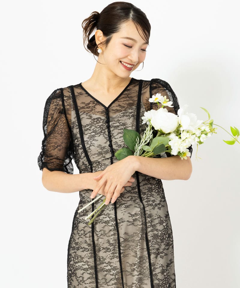 JILL STUART ジルスチュアート ラメコードレースバイカラードレス