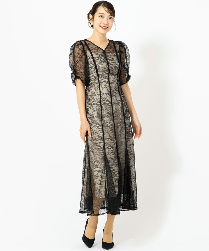JILL STUART ジルスチュアート ラメコードレースバイカラードレス