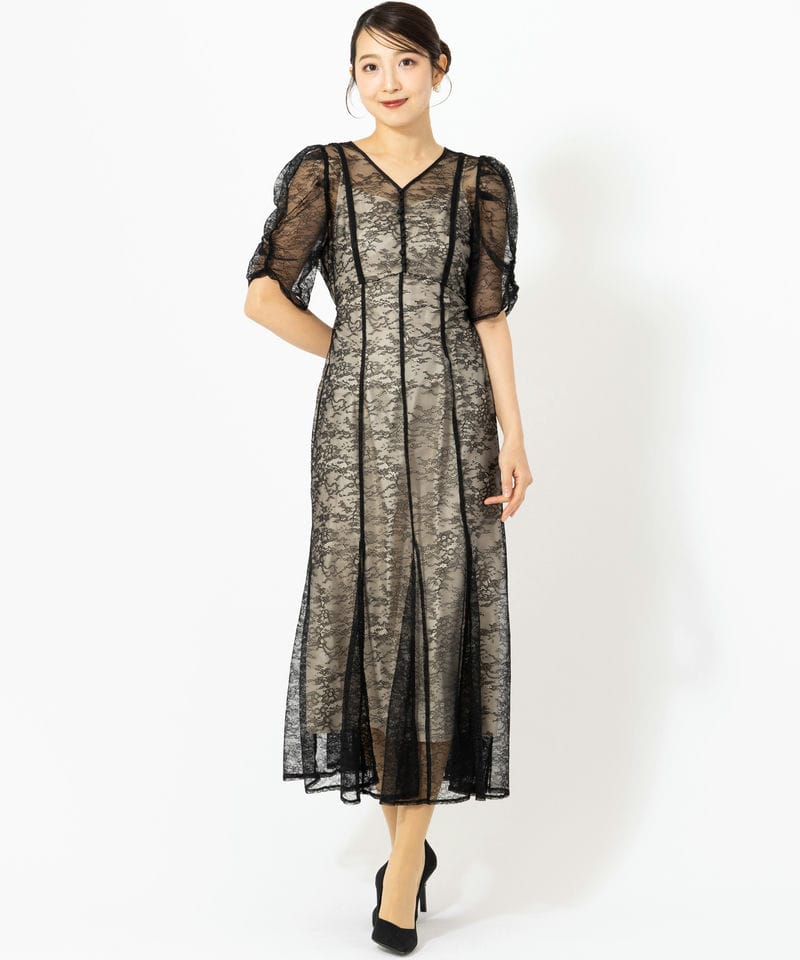 JILL STUART ジルスチュアート ラメコードレースバイカラードレス