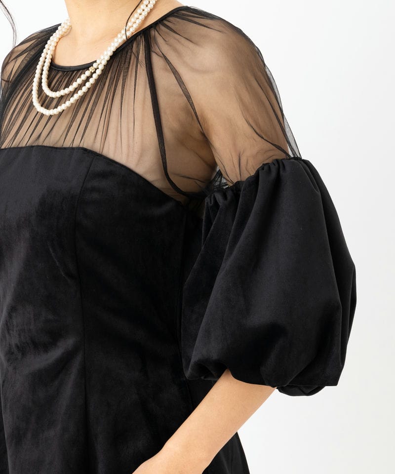 Ameri VINTAGE アメリヴィンテージ スフレスリーブベロアドレス