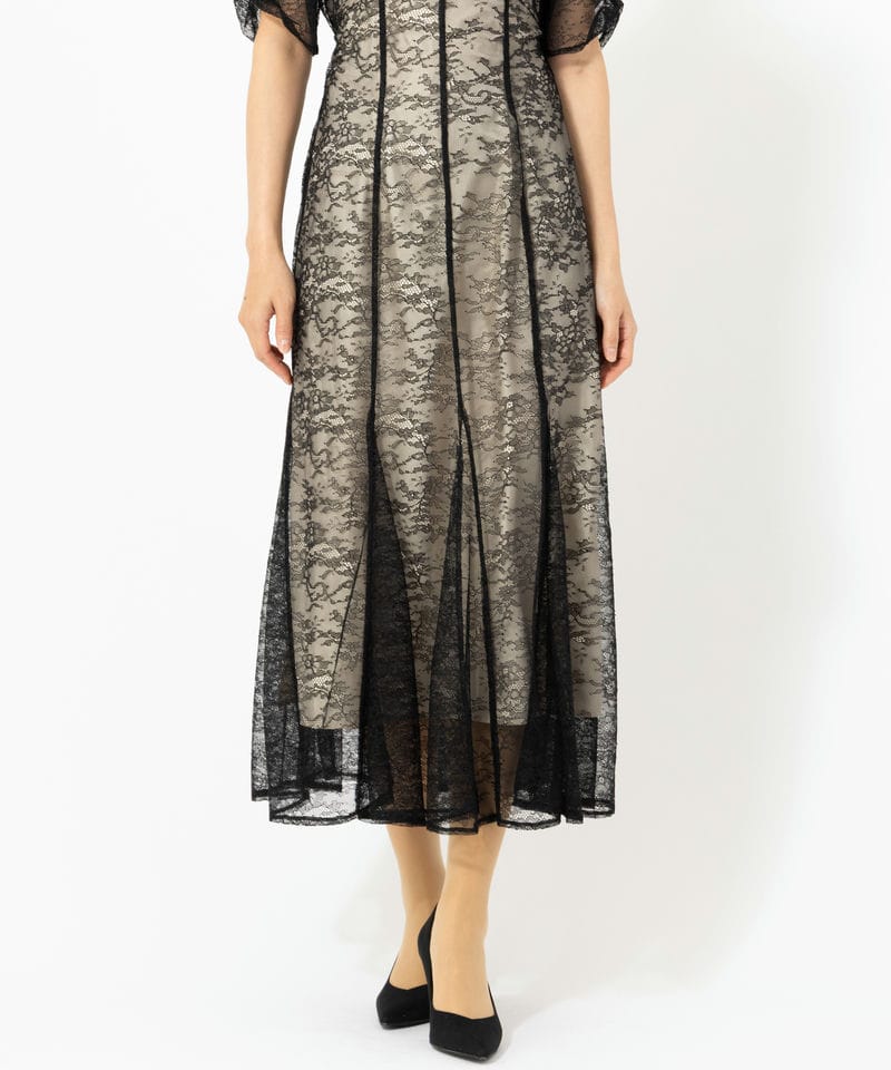 JILL STUART ジルスチュアート ラメコードレースバイカラードレス