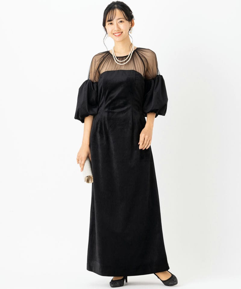 Ameri VINTAGE アメリヴィンテージ スフレスリーブベロアドレス