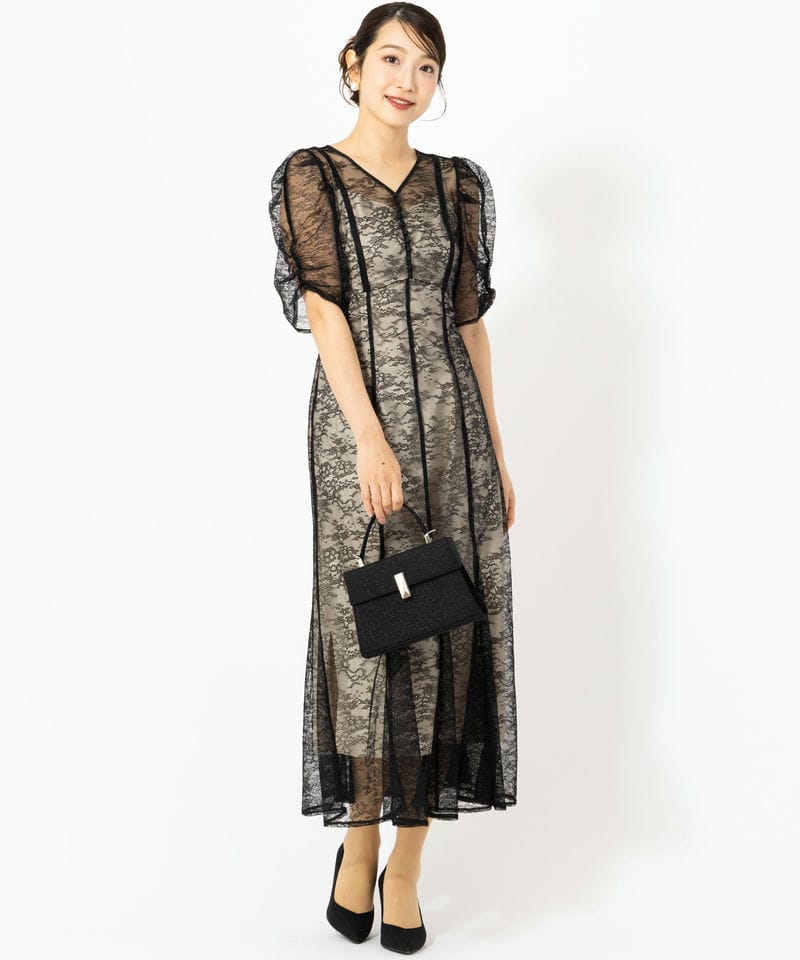 JILL STUART ジルスチュアート ラメコードレースバイカラードレス