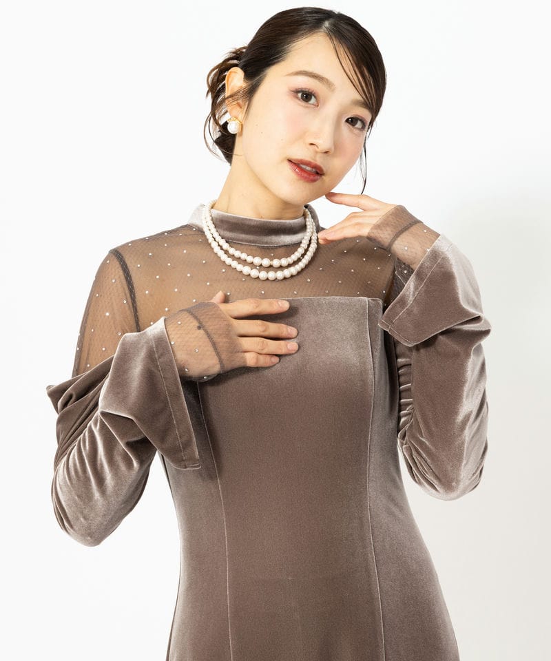 FRAY I.D フレイアイディー シルバーリーフレースレイヤードドレス