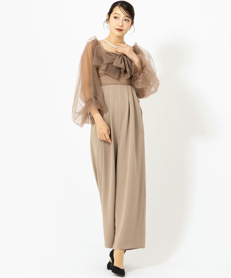 Chico チコ フロントリボンドッキングコンビネゾン ベージュ系 | 結婚