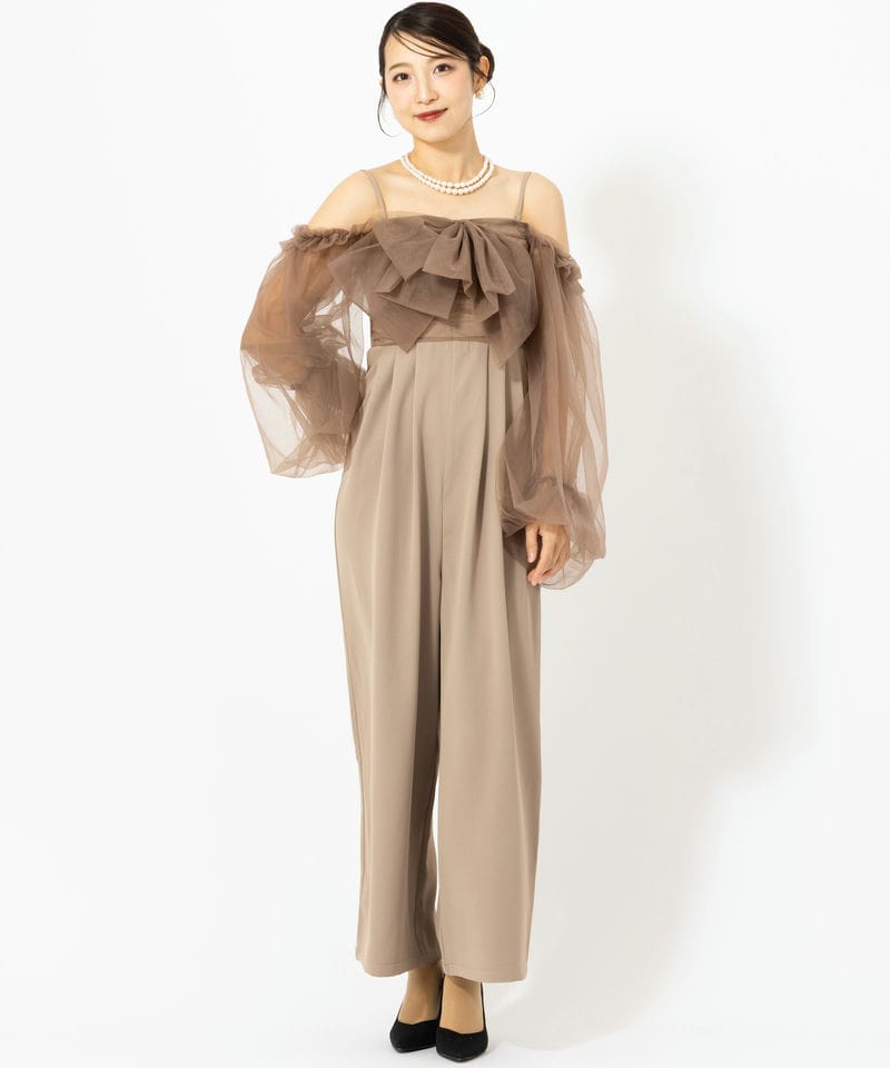 Chico チコ フロントリボンドッキングコンビネゾン ベージュ系 | 結婚