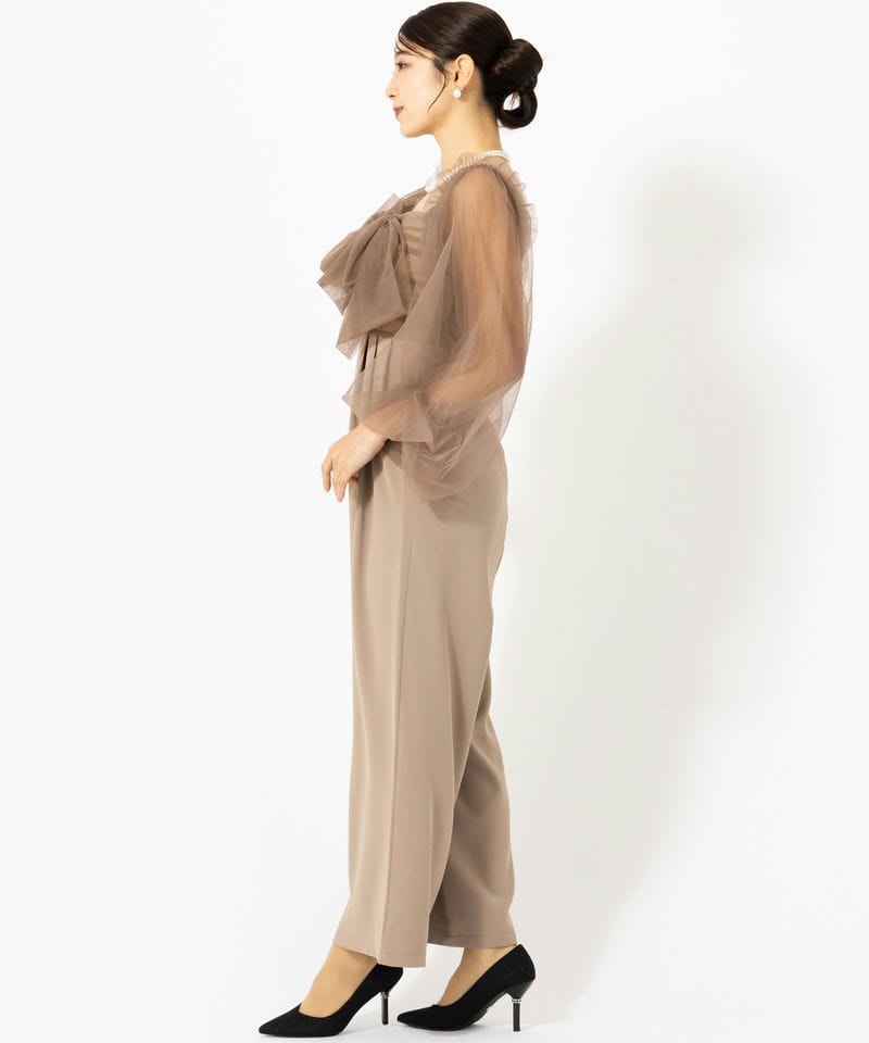 Chico チコ フロントリボンドッキングコンビネゾン ベージュ系 | 結婚