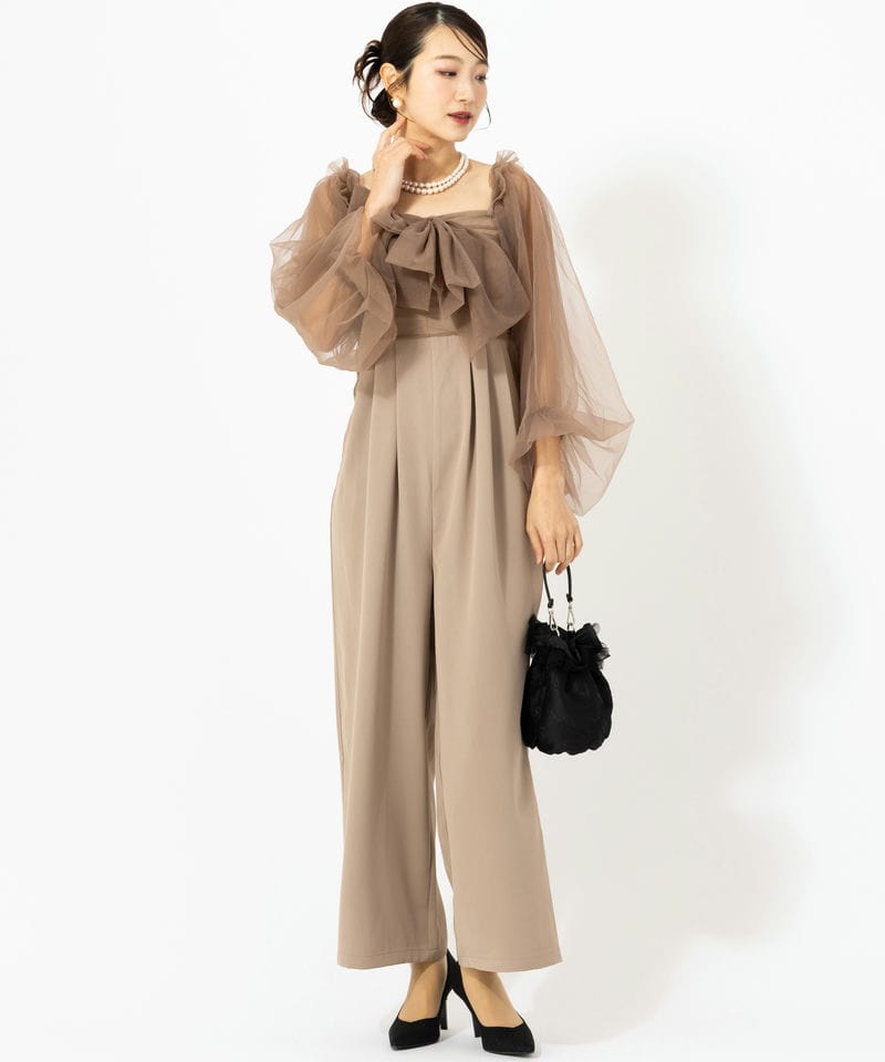 Chico チコ フロントリボンドッキングコンビネゾン ベージュ系 | 結婚