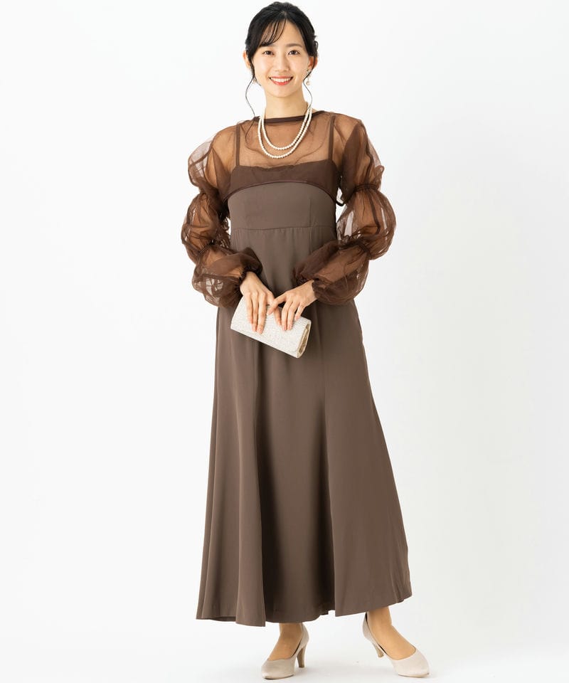 Kastane カスタネ チュールレイヤードボレロドレス ブラウン系 | 結婚