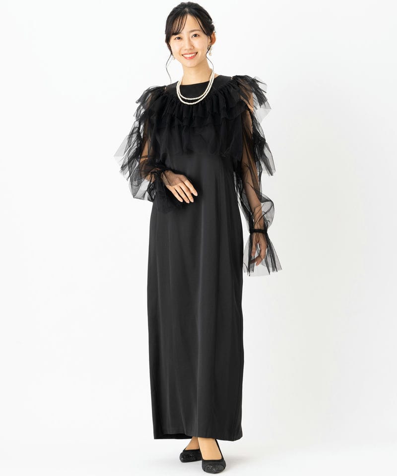 FRAY I.D フレイアイディー ギャザーボレロコンビドレス ブラック系