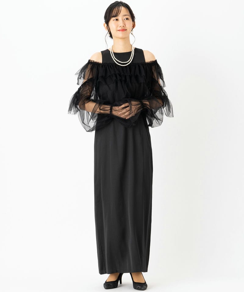 FRAY I.D フレイアイディー ギャザーボレロコンビドレス ブラック系