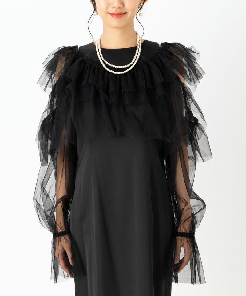 FRAY I.D フレイアイディー ギャザーボレロコンビドレス ブラック系
