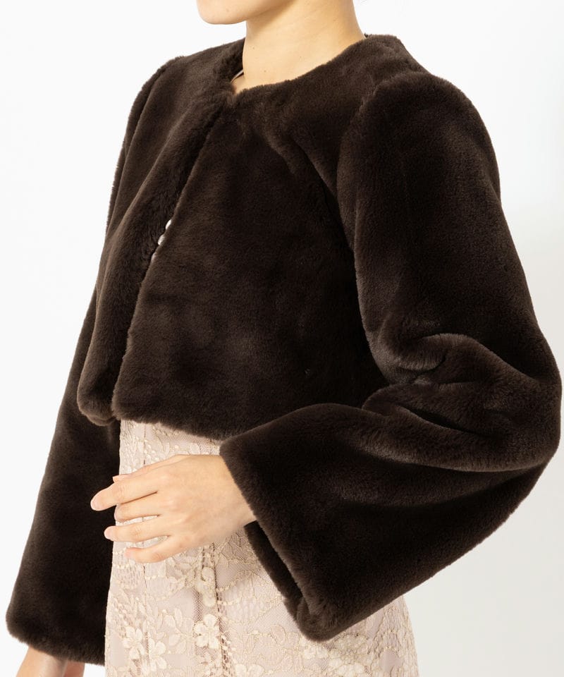 Aimer エメ エコファーノーカラージャケット ブラウン系 | 結婚式