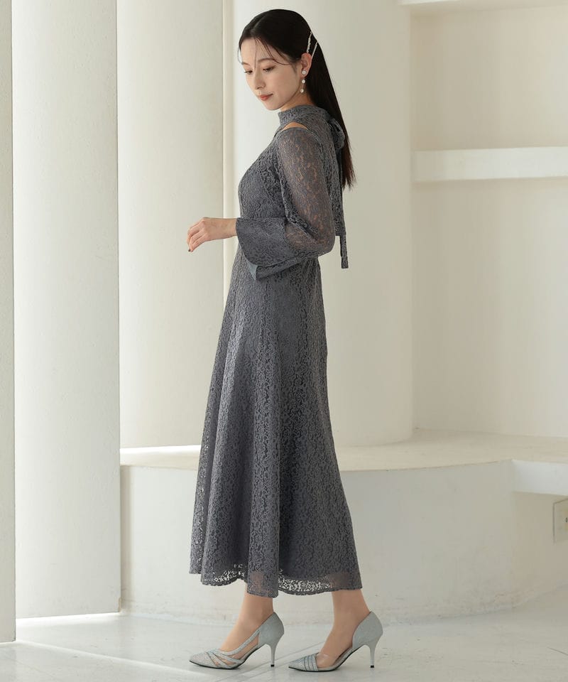 Select Shop カッティングデザインレースドレス グレー系 | 結婚式