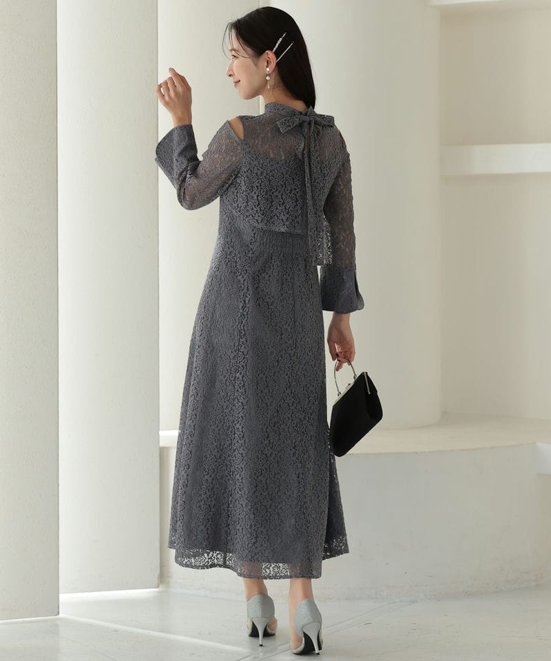 Select Shop カッティングデザインレースドレス グレー系 | 結婚式