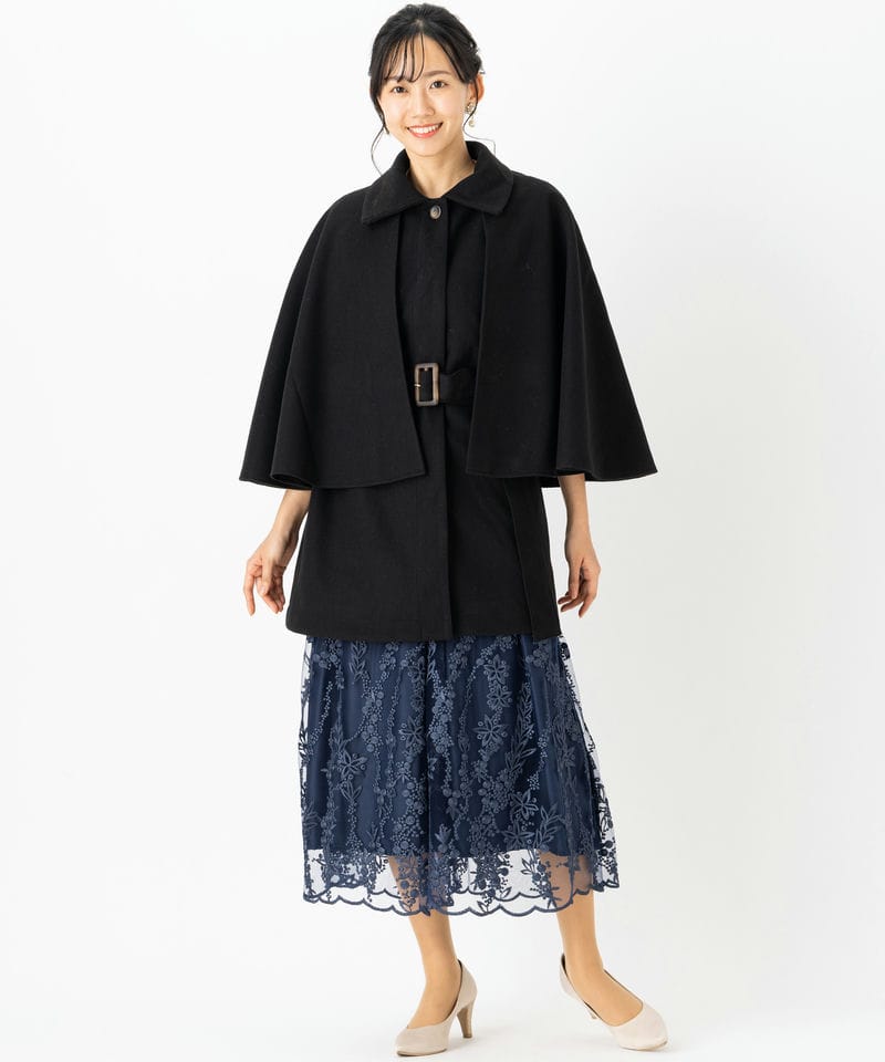 Select Shop ニットモッサマルチウェイケープコート ブラック系 | 結婚