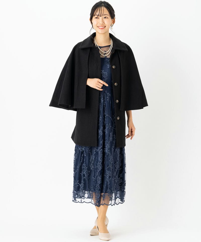Select Shop ニットモッサマルチウェイケープコート ブラック系 | 結婚