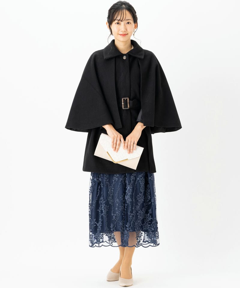 Select Shop ニットモッサマルチウェイケープコート ブラック系 | 結婚