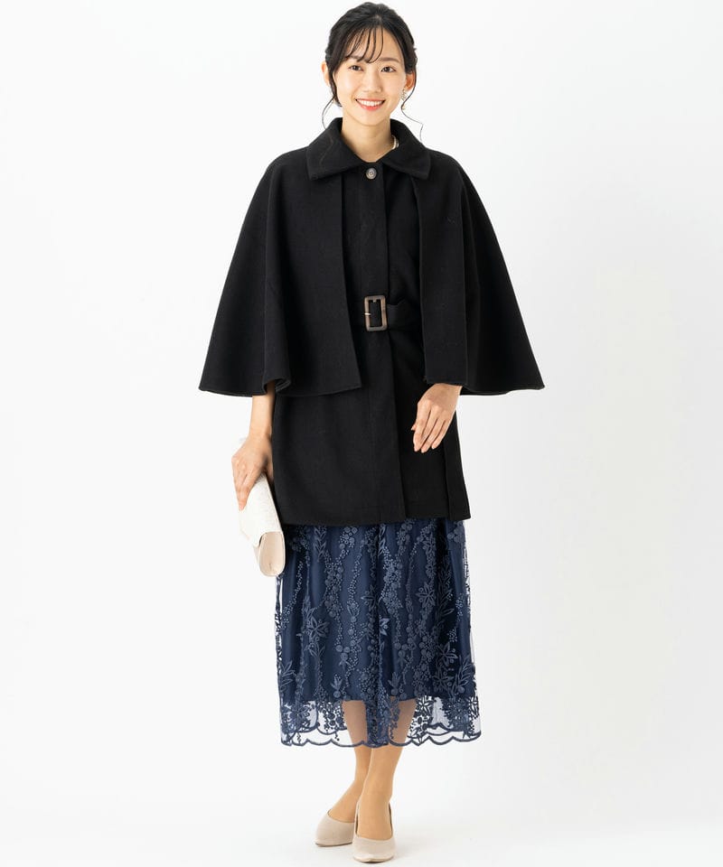 Select Shop ニットモッサマルチウェイケープコート ブラック系 | 結婚