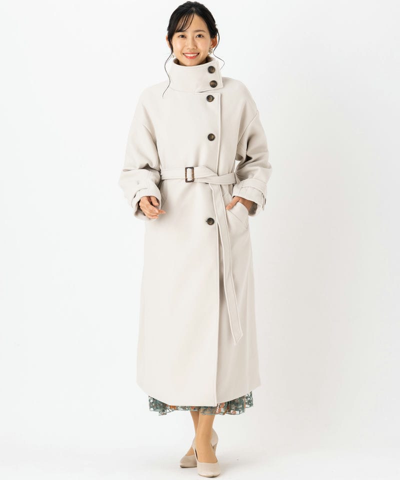 Select Shop ニットモッサスタンドカラーロングコート その他 x