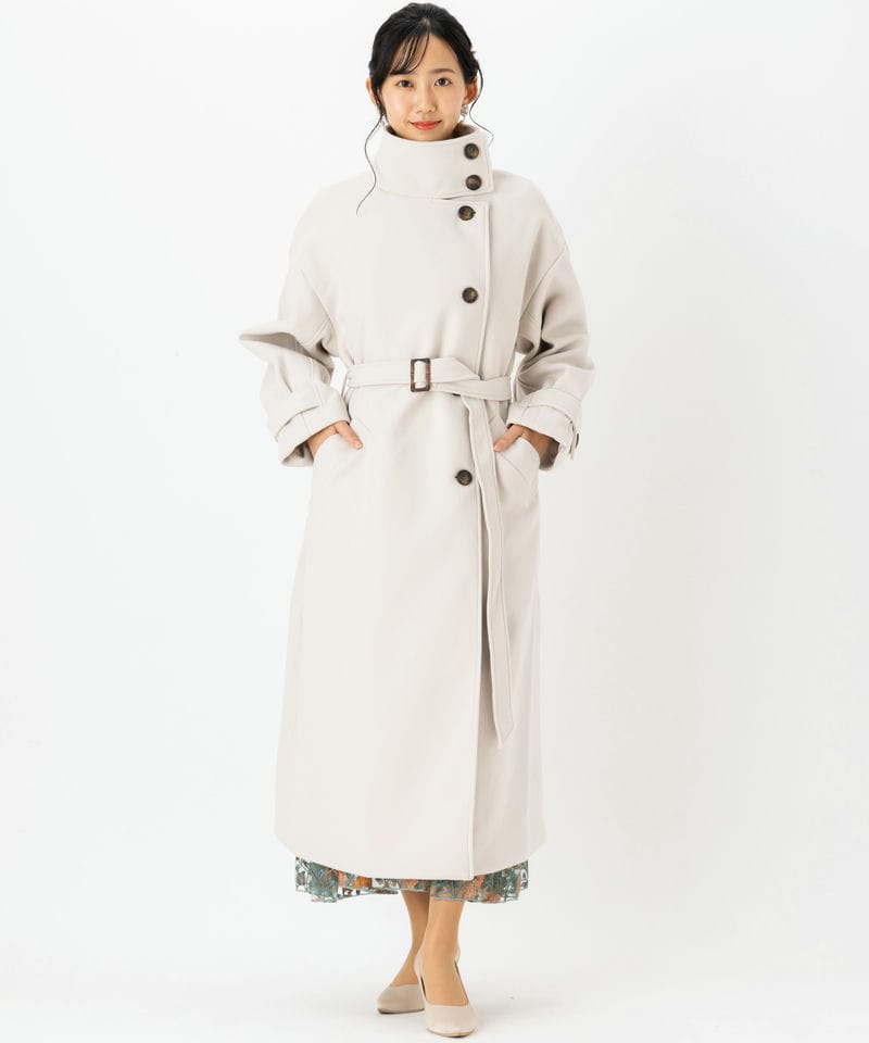 Select Shop ニットモッサスタンドカラーロングコート その他 x