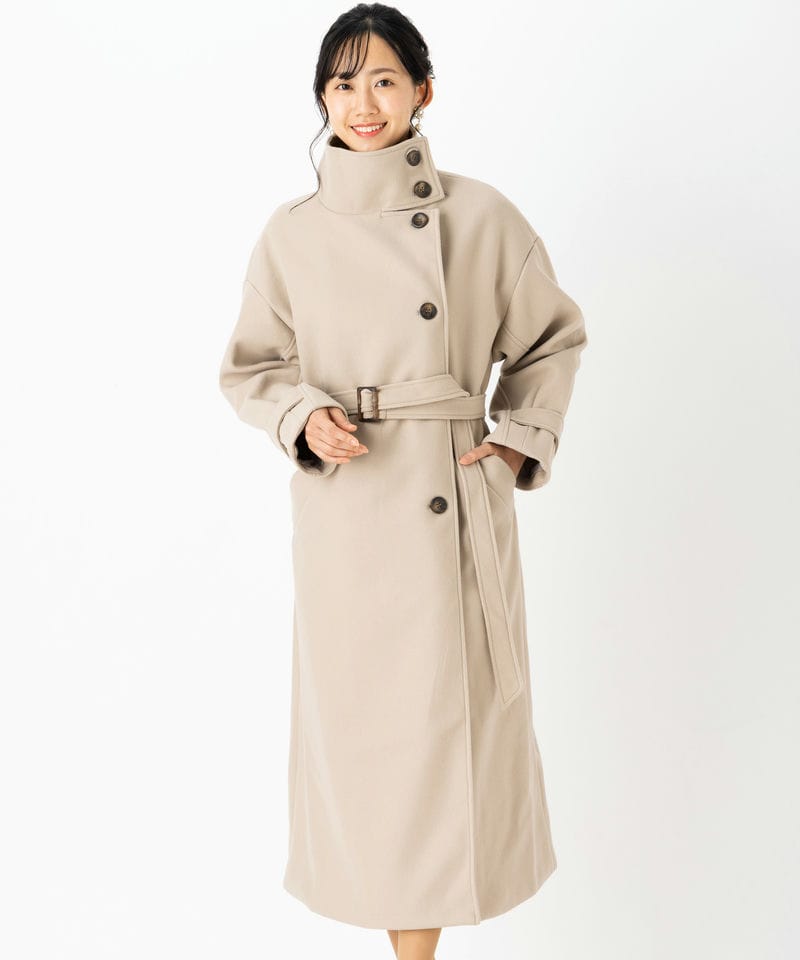 Select Shop ニットモッサスタンドカラーロングコート その他 x