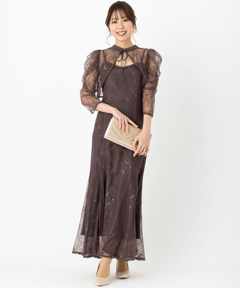 Dorry Doll ドリードール ボレロレイヤードレースドレス グレー系