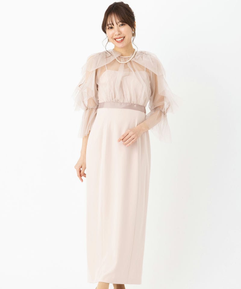 SNIDEL スナイデル サスティナブルリボンスリーブボレロドレス ピンク