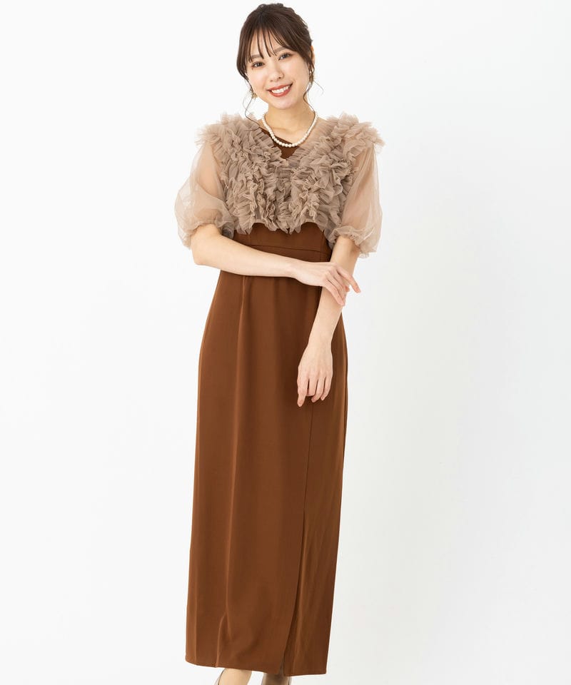 Leja レジャ チュールフリルボレロアシンメトリーIラインドレス