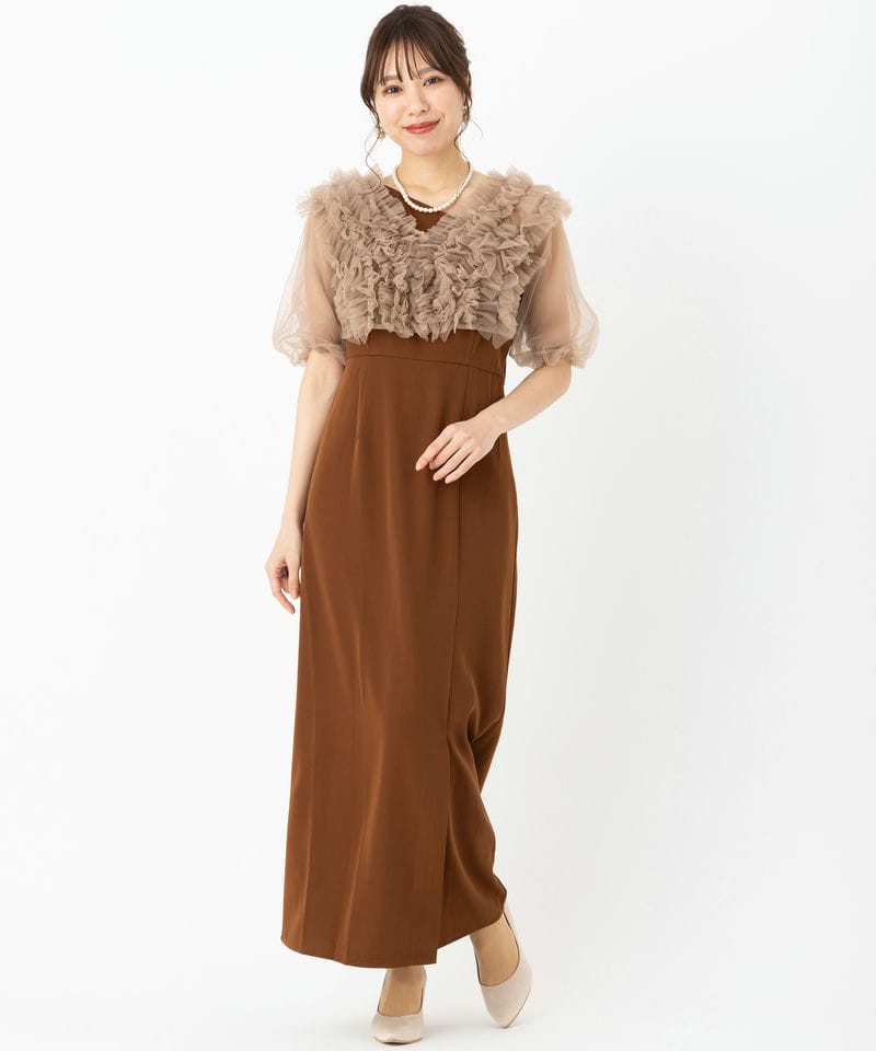 Leja レジャ チュールフリルボレロアシンメトリーIラインドレス