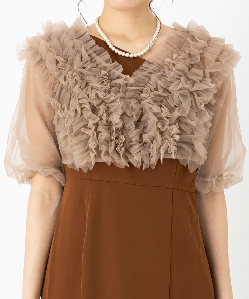 Leja レジャ チュールフリルボレロアシンメトリーIラインドレス