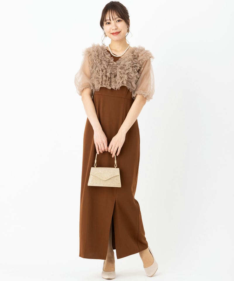 Leja レジャ チュールフリルボレロアシンメトリーIラインドレス