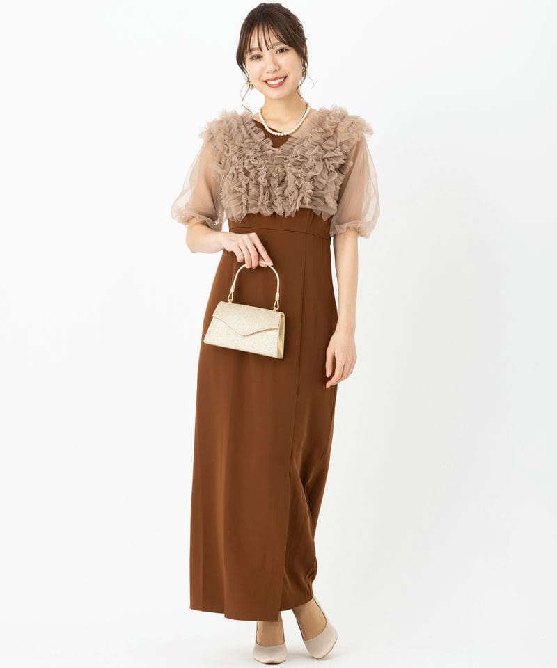 Leja レジャ チュールフリルボレロアシンメトリーIラインドレス