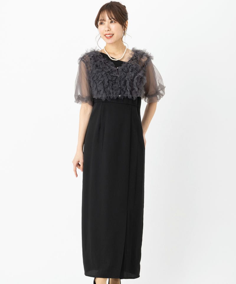 Leja レジャ チュールフリルボレロアシンメトリーIラインドレス